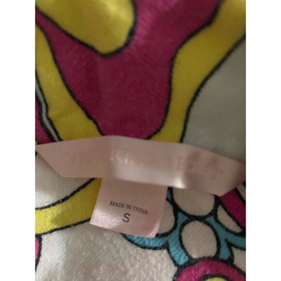 Victoria's Secret 2 pc Pajama Set Small Flannel Pink Yellow - Picture 5 of 10